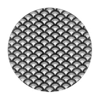 Art Deco wave pattern - black and white Cutting Board