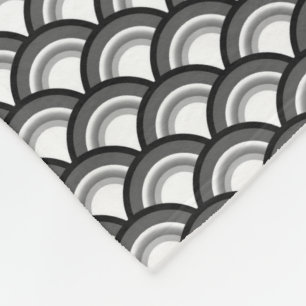 Art Deco wave pattern - black and white Fleece Blanket