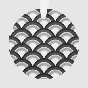 Art Deco wave pattern - black and white Ornament