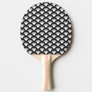 Art Deco wave pattern - black and white Ping Pong Paddle