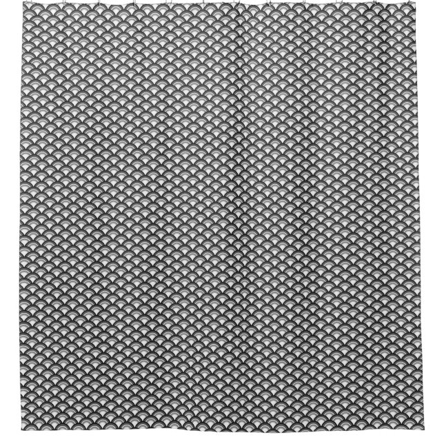 Art Deco wave pattern - black and white Shower Curtain (Front)