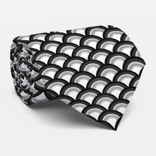 Art Deco wave pattern - black and white Tie