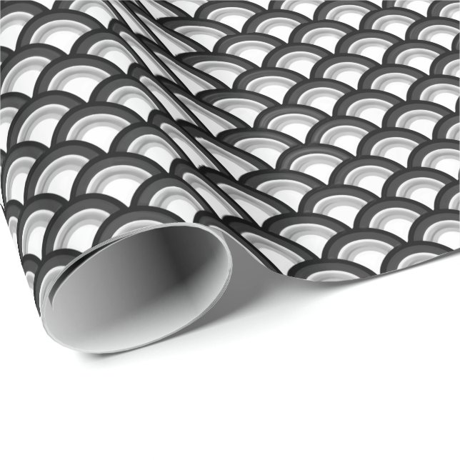 Art Deco wave pattern - black and white Wrapping Paper (Roll Corner)