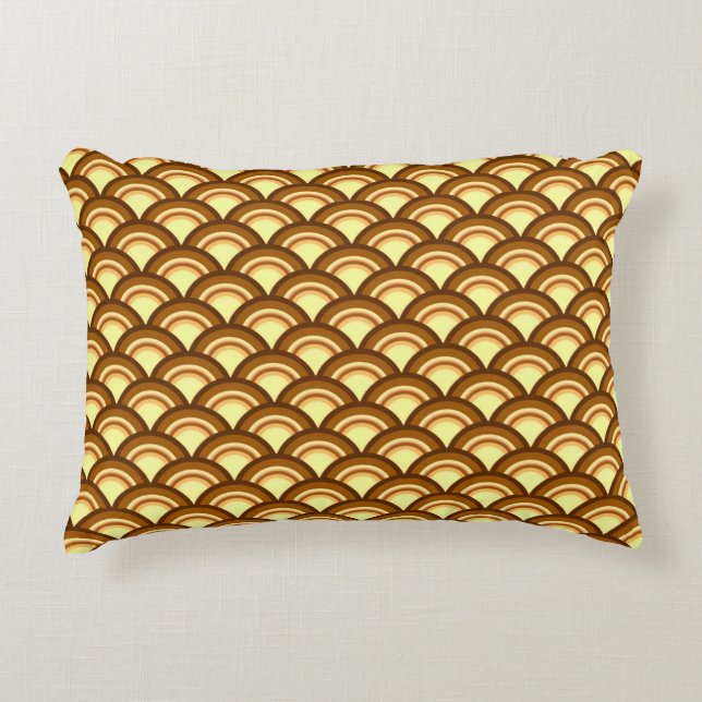 Art Deco wave pattern - chocolate and yellow Decorative Cushion (Front)