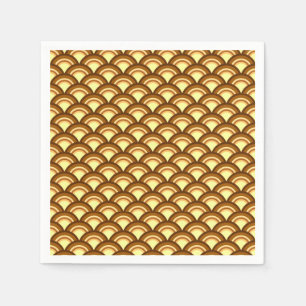 Art Deco wave pattern - chocolate and yellow Napkin