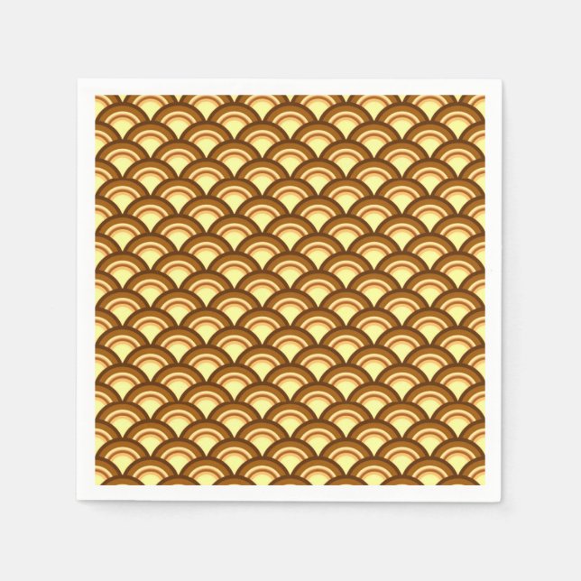 Art Deco wave pattern - chocolate and yellow Napkin (Front)