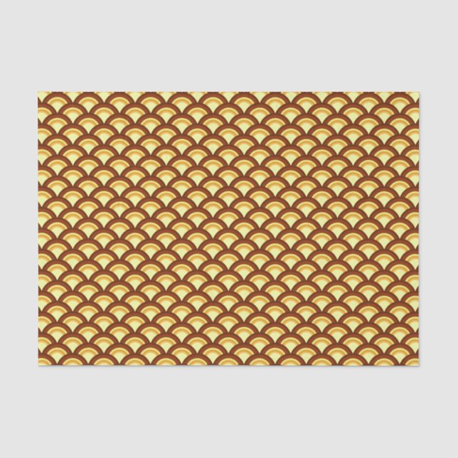 Art Deco wave pattern - chocolate and yellow Tissue Paper (Front)