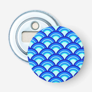 Art Deco wave pattern - cobalt and sky blue Bottle Opener