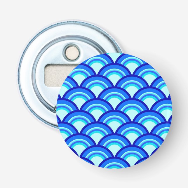 Art Deco wave pattern - cobalt and sky blue Bottle Opener (Front)