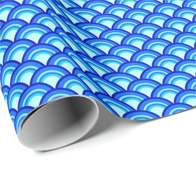 Art Deco wave pattern - cobalt and turquoise Wrapping Paper (Roll Corner)