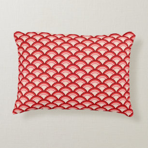Art Deco wave pattern - coral red and pink Decorative Cushion