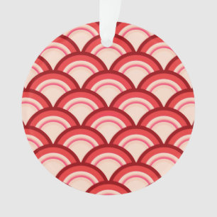 Art Deco wave pattern - coral red and pink Ornament