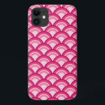 Art Deco wave pattern - fuchsia and coral iPhone 11 Case<br><div class="desc">An Art Deco pattern based on the traditional wave pattern often seen in Japanese textiles,  in rich fuchsia pink and  soft shades of coral pink</div>