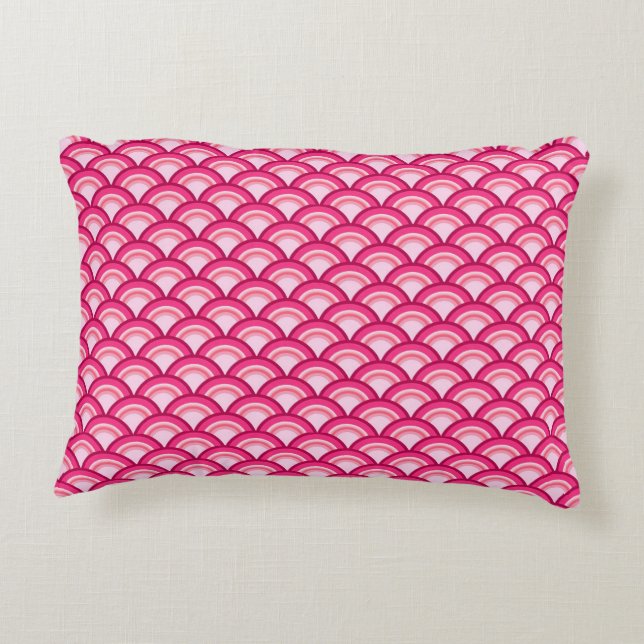 Art Deco wave pattern - fuchsia and coral Decorative Cushion (Back)