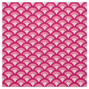 Art Deco wave pattern - fuchsia and coral Fabric