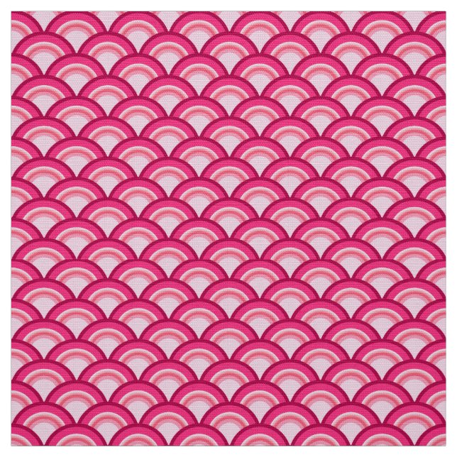 Art Deco wave pattern - fuchsia and coral Fabric (Swatch)