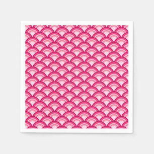 Art Deco wave pattern - fuchsia and coral Napkin