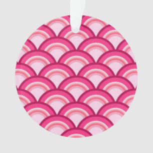 Art Deco wave pattern - fuchsia and coral Ornament