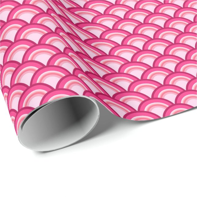 Art Deco wave pattern - fuchsia and coral Wrapping Paper (Roll Corner)