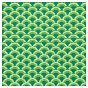 Art Deco wave pattern - jade green Fabric