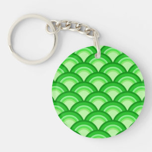 Art Deco wave pattern - jade green Key Ring