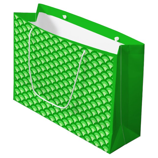 Art Deco wave pattern - jade green Large Gift Bag (Front Angled)