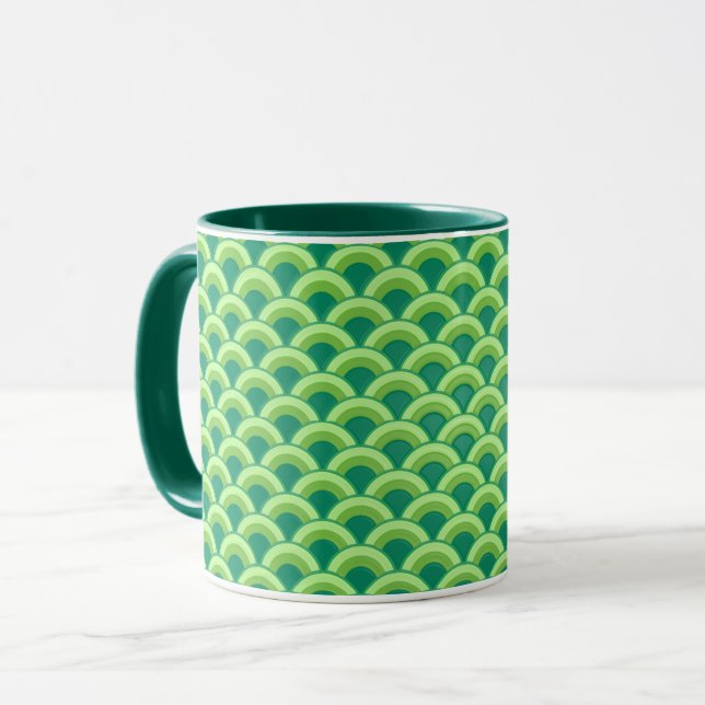 Art Deco wave pattern - jade green Mug (Front Left)