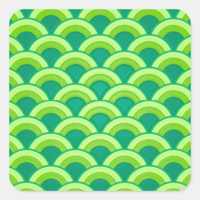 Art Deco wave pattern - jade green Square Sticker (Front)