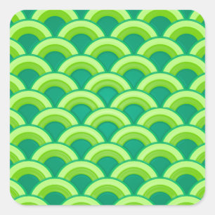 Art Deco wave pattern - jade green Square Sticker