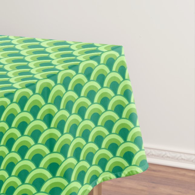 Art Deco wave pattern - jade green Tablecloth (In Situ)
