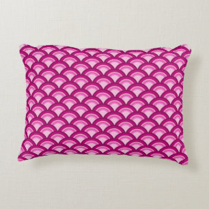 Art Deco wave pattern - magenta and pink Decorative Cushion