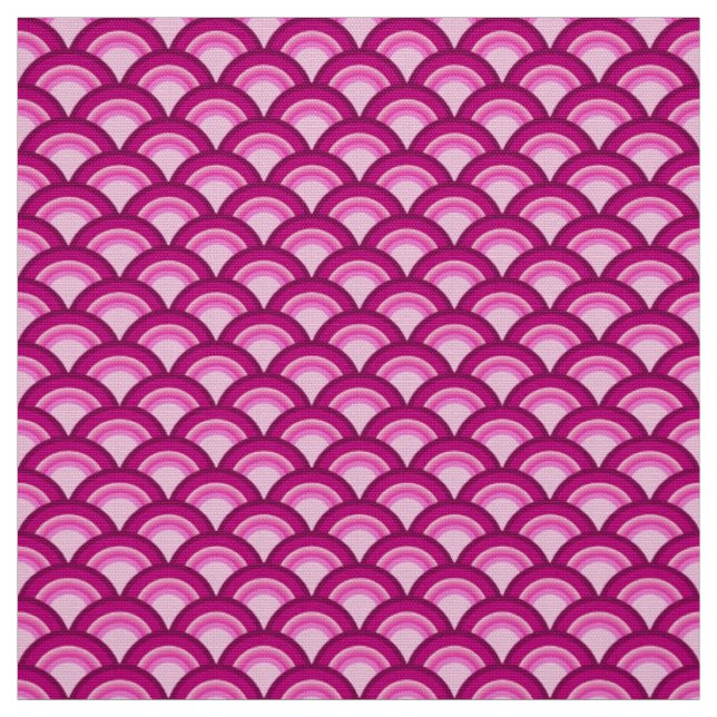 Art Deco wave pattern - magenta and pink Fabric (Swatch)