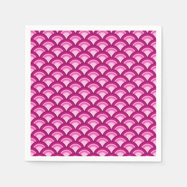 Art Deco wave pattern - magenta and pink Napkin (Front)