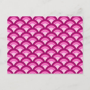 Art Deco wave pattern - magenta and pink Postcard