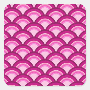 Art Deco wave pattern - magenta and pink Square Sticker