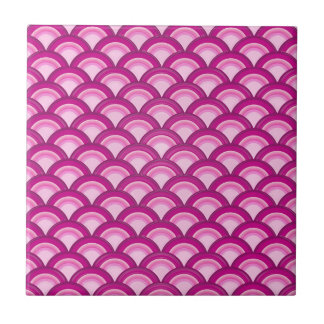 Art Deco wave pattern - magenta and pink Tile
