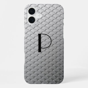 Art Deco wave pattern - metallic silver iPhone 16 Plus Case