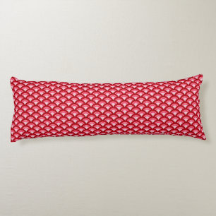 Art Deco wave pattern - red and fuchsia Body Cushion
