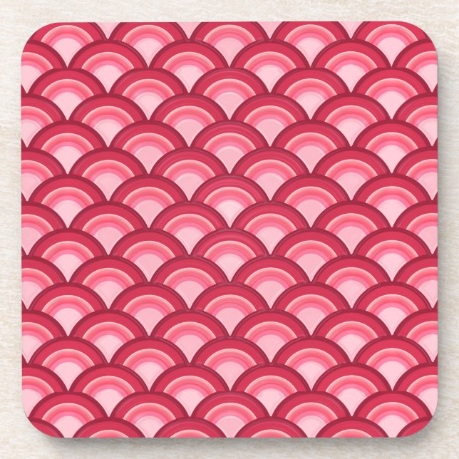 Art Deco wave pattern - red and fuchsia Coaster (Front)