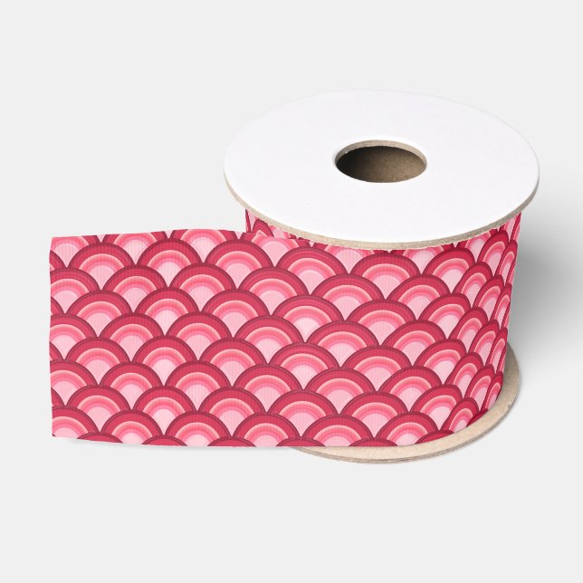 Art Deco wave pattern - red and fuchsia Grosgrain Ribbon (Spool)