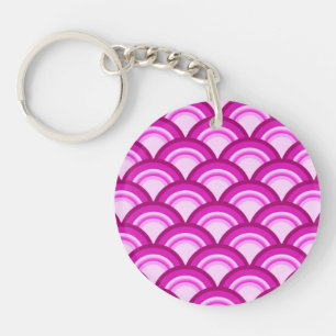 Art Deco wave pattern - shades of orchid Key Ring