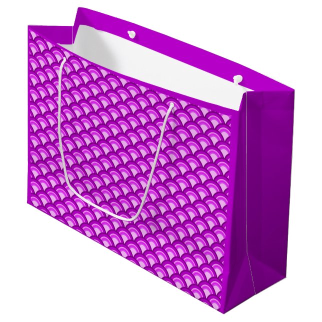 Art Deco wave pattern - shades of orchid Large Gift Bag (Front Angled)