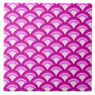 Art Deco wave pattern - shades of orchid Tile