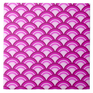 Art Deco wave pattern - shades of orchid Tile