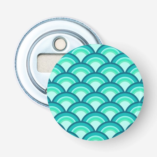 Art Deco wave pattern - shades of turquoise Bottle Opener (Front)