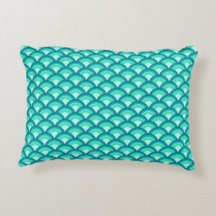 Art Deco wave pattern - shades of turquoise Decorative Cushion