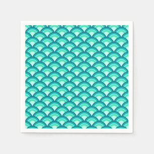 Art Deco wave pattern - shades of turquoise Napkin