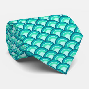 Art Deco wave pattern - shades of turquoise Tie