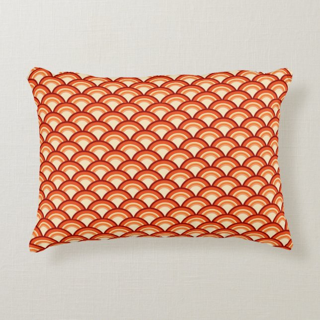 Art Deco wave pattern - tangerine orange Decorative Cushion (Front)
