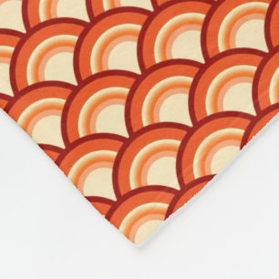 Art Deco wave pattern - tangerine orange Fleece Blanket
